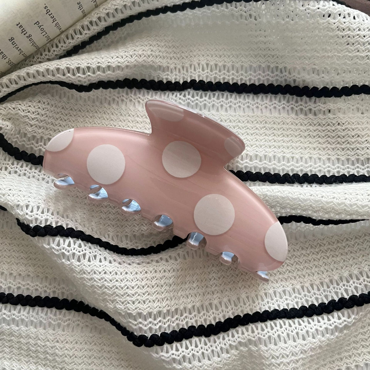 Large Matte Polka Dot Hair Claw Clip - Pink