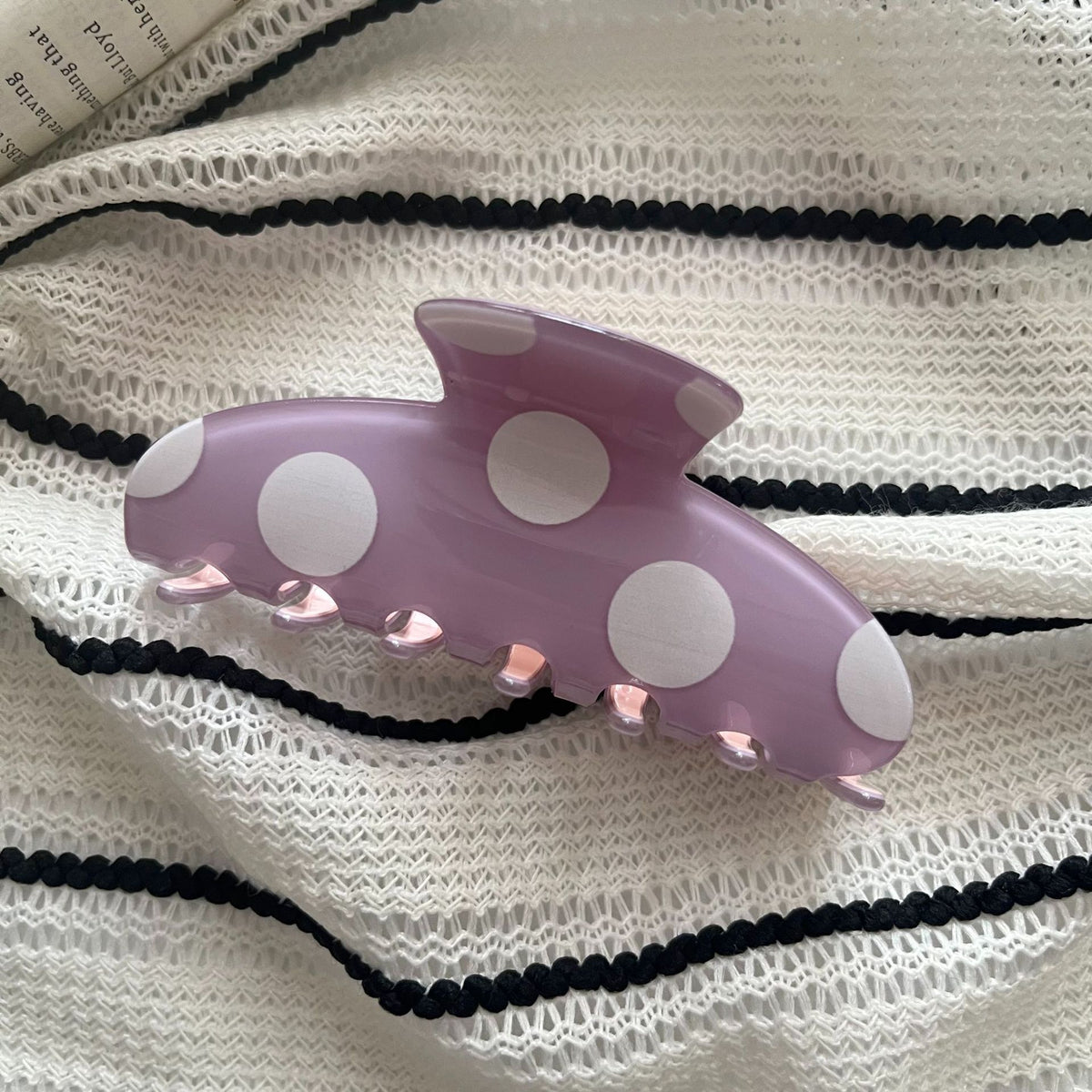 Large Matte Polka Dot Hair Claw Clip - Purple