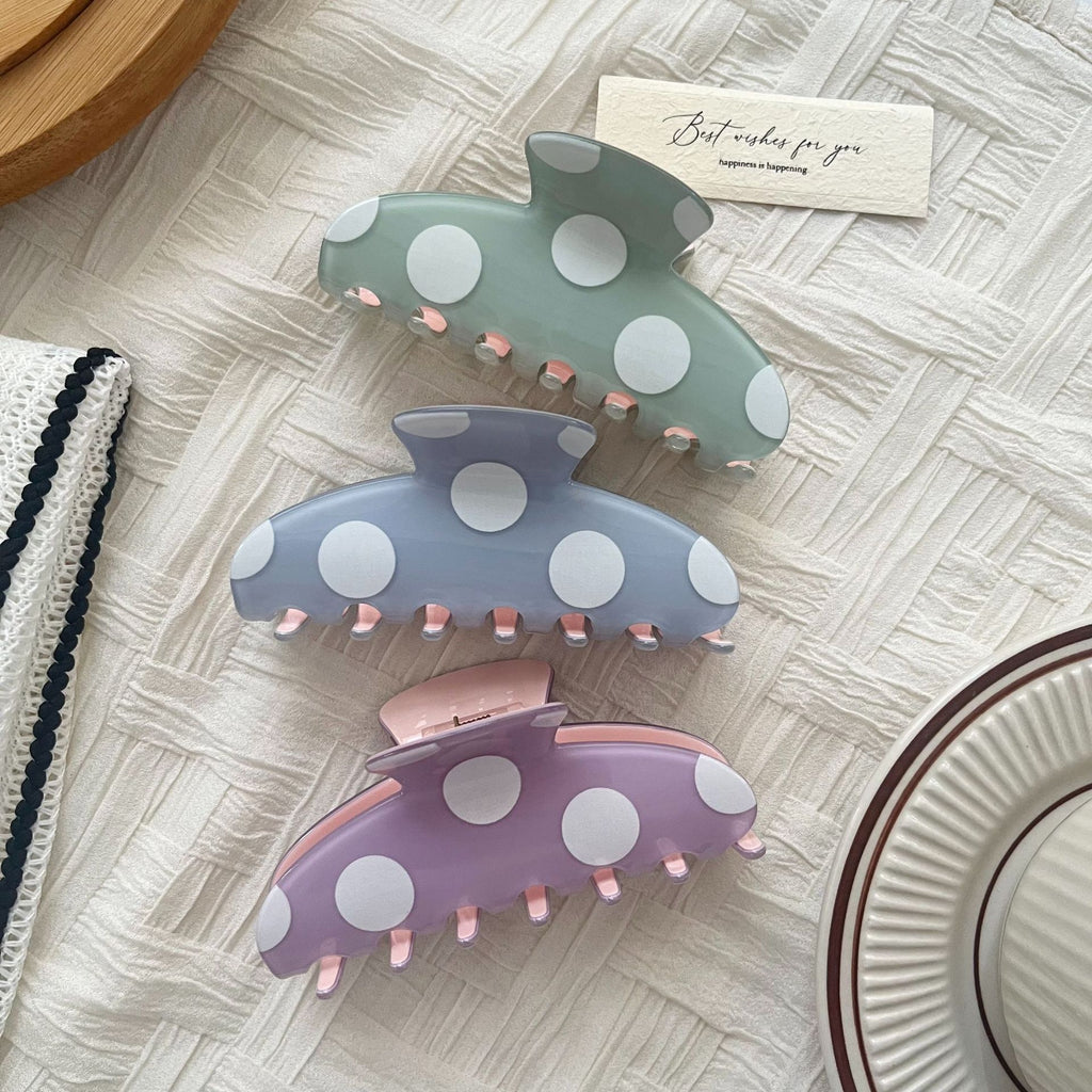 Large Matte Polka Dot Hair Claw Clip