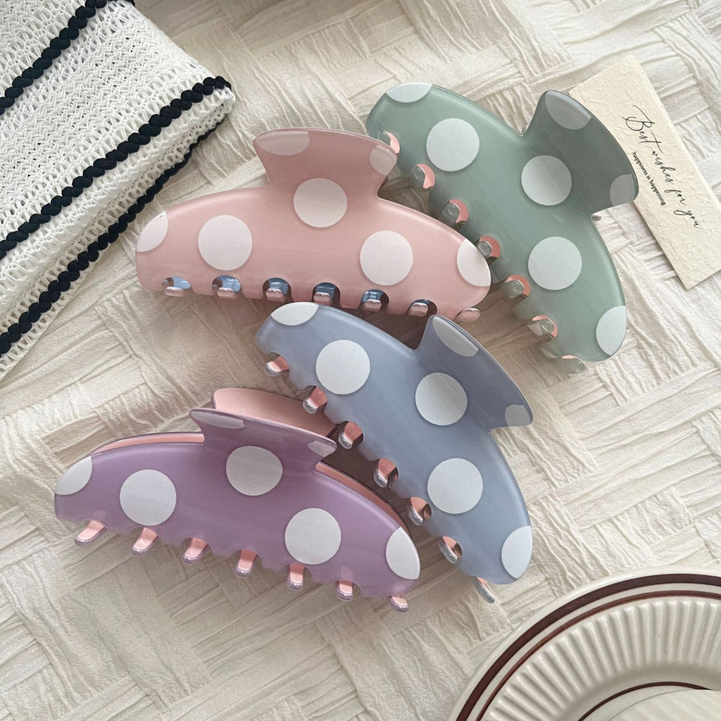 Large Matte Polka Dot Hair Claw Clip - view 1