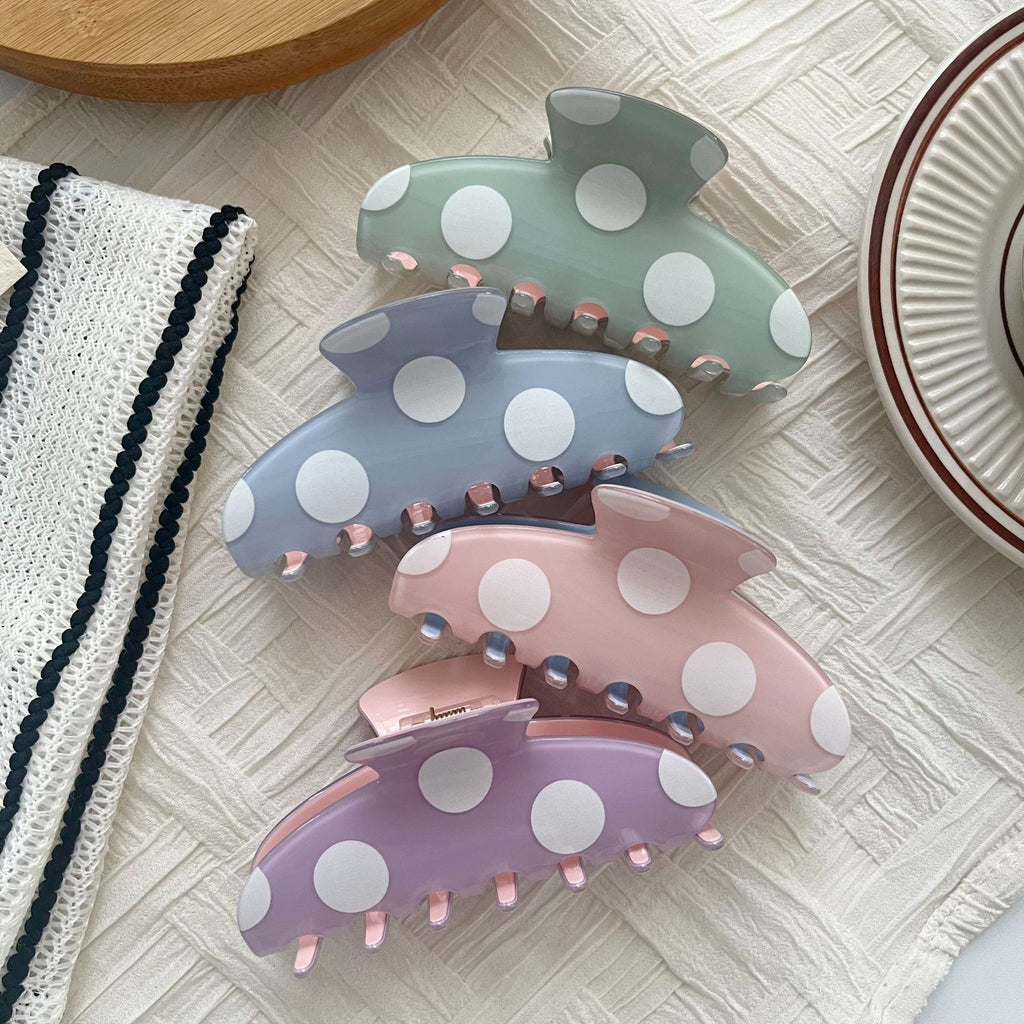 Large Matte Polka Dot Hair Claw Clip - view 2