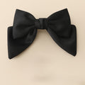 Tailored Satin Bow Hair Barrette - Black
