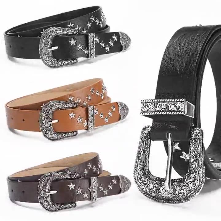 Western Star Studded Faux Leather Belt - view 1