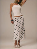 Polka Dot Bias Cut Midi Skirt - white