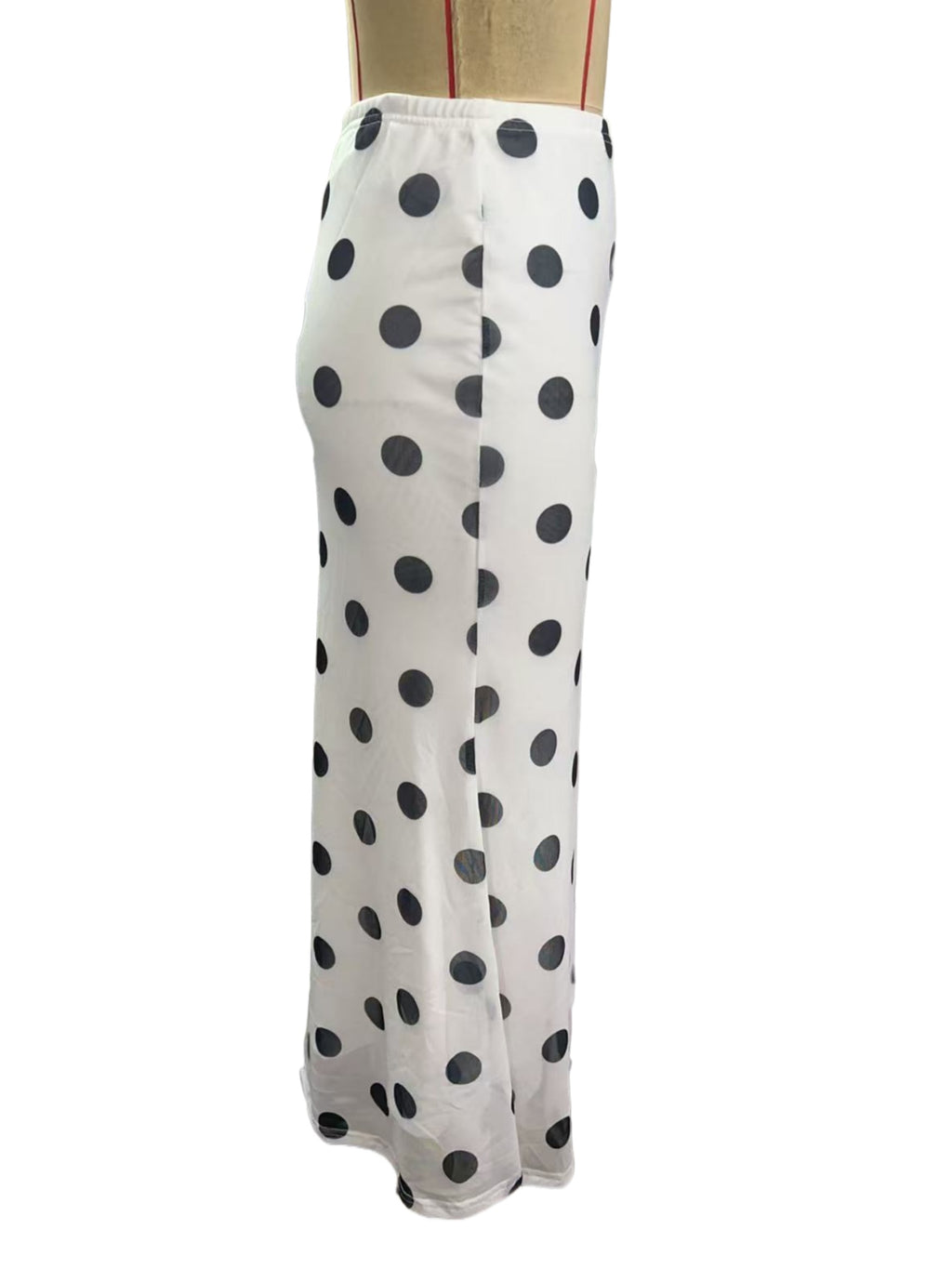Polka Dot Bias Cut Midi Skirt - white - 7