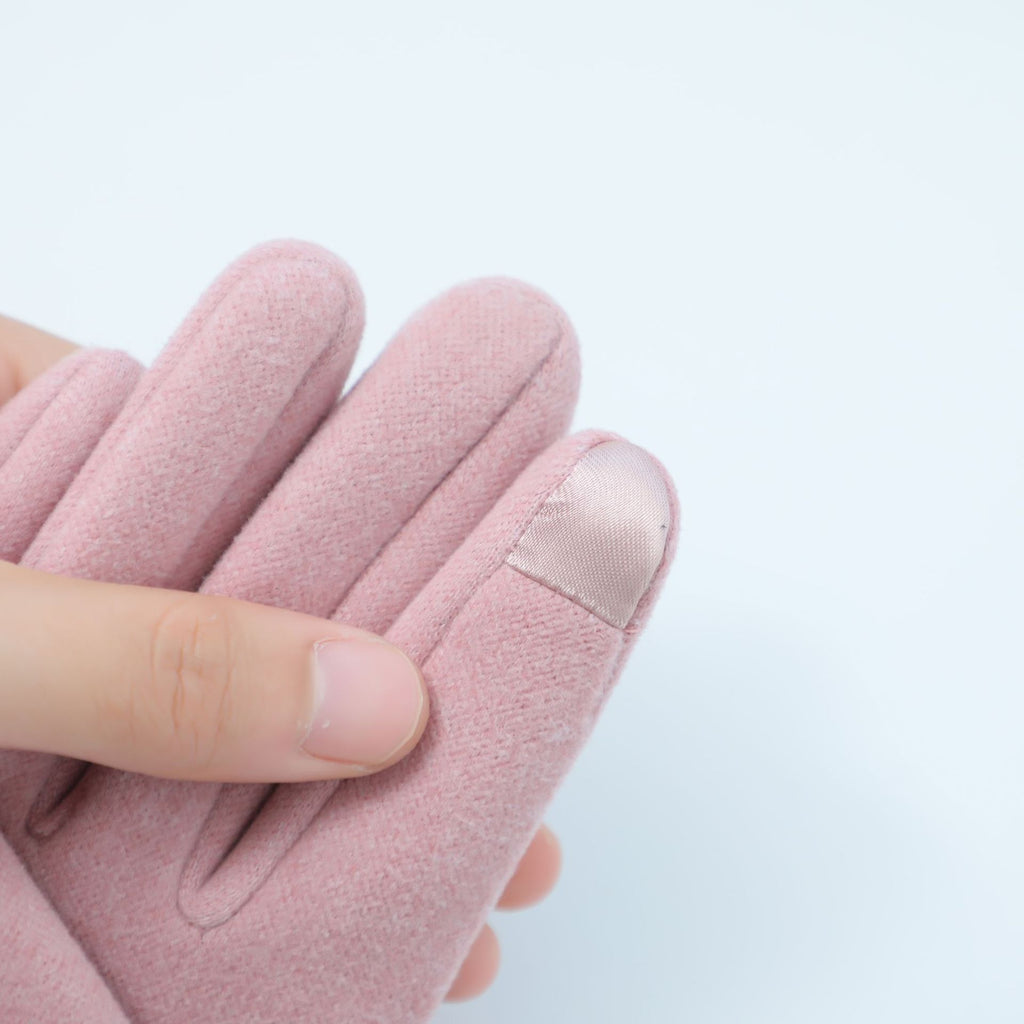 Beaded Button Cuff Fleece Winter Gloves - Pink - 3