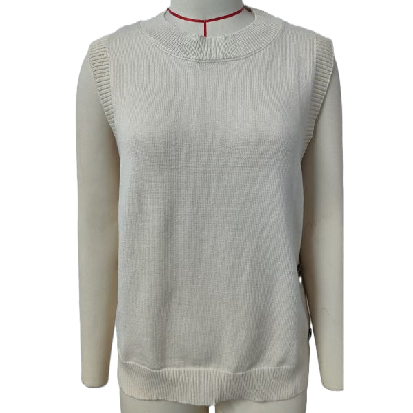 Side Button Split Hem Sweater Vest - Apricot
