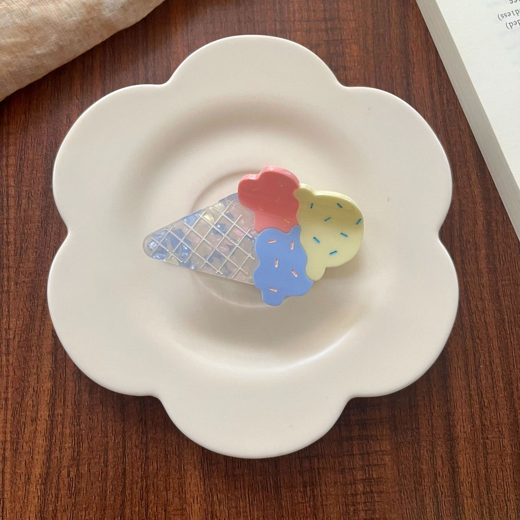 Triple Scoop Ice Cream Hair Claw Clip - Blue
