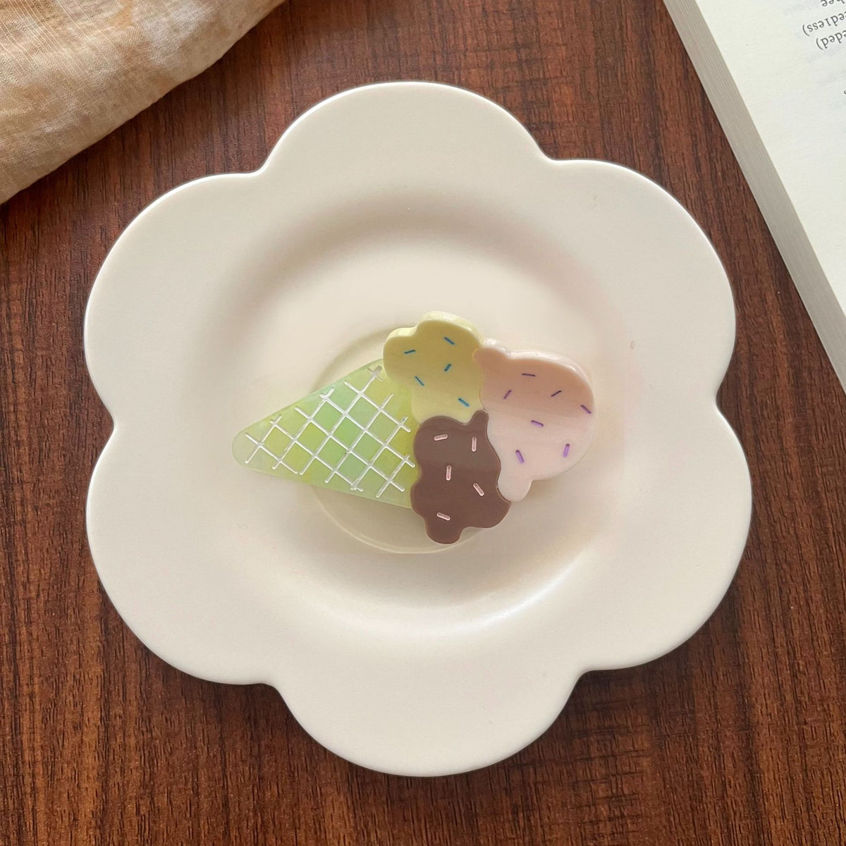 Triple Scoop Ice Cream Hair Claw Clip - Green