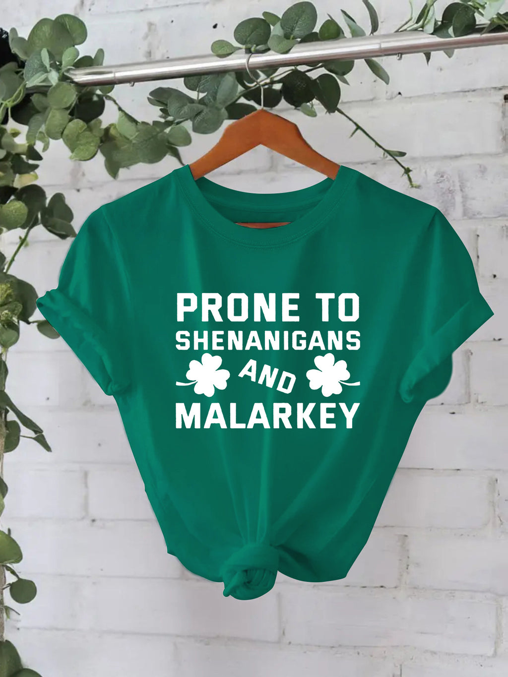 Retro Western Cowgirl Slogan Crewneck T-Shirt - Green