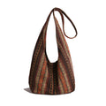 Boho Striped Woven Hobo Shoulder Bag - Amber