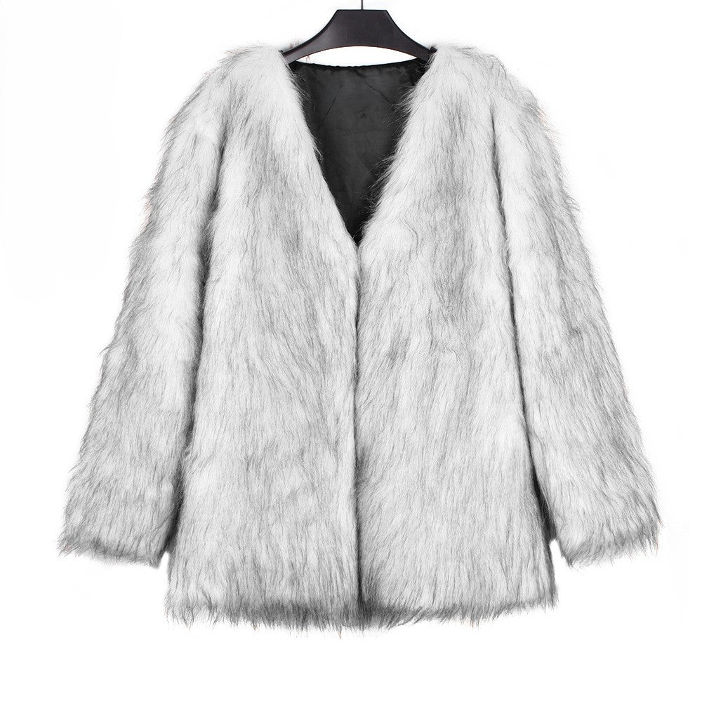 Shaggy Faux Fur Open Front Coat - White