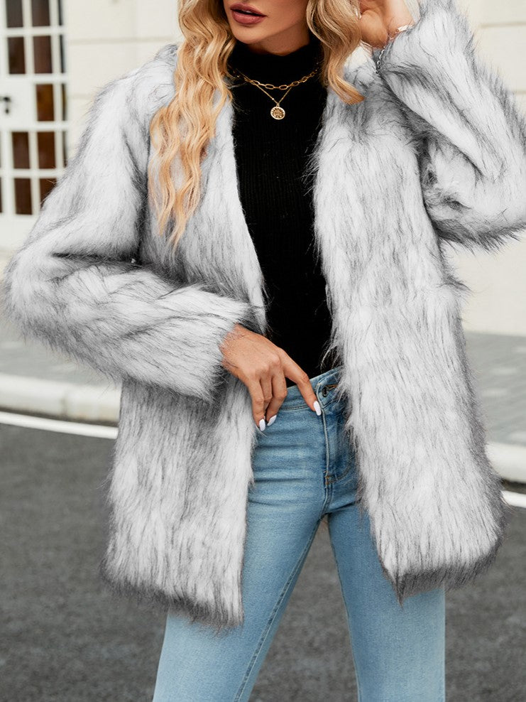 Shaggy Faux Fur Open Front Coat - view 1