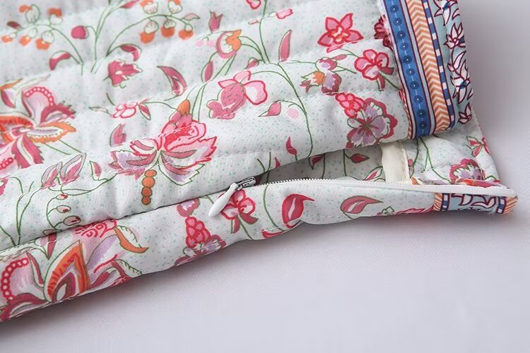 Floral Quilted Open Front Jacket - pink - 10