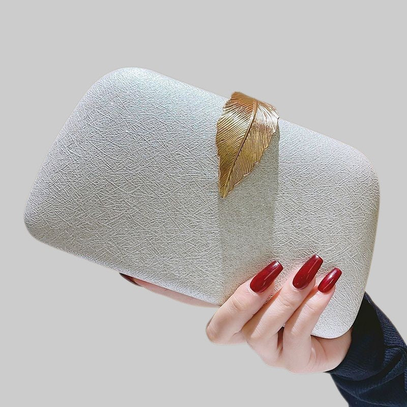 Velvet Leaf Clasp Evening Clutch