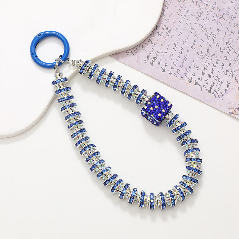 Crystal Bead Wristlet Keychain for Phone and Keys - RoyalBlue