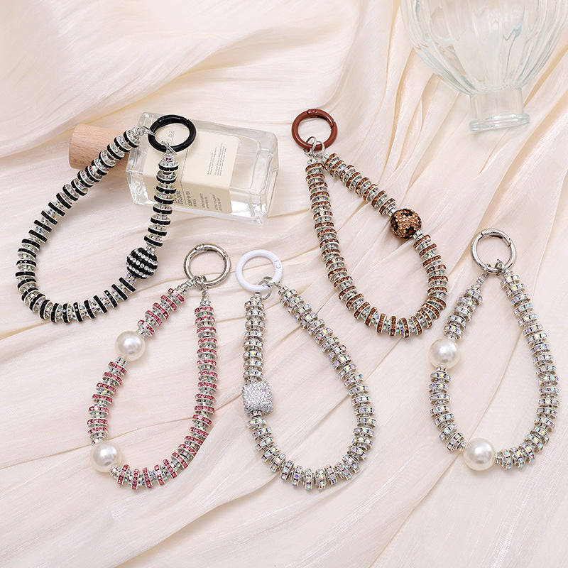 Crystal Bead Wristlet Keychain for Phone and Keys