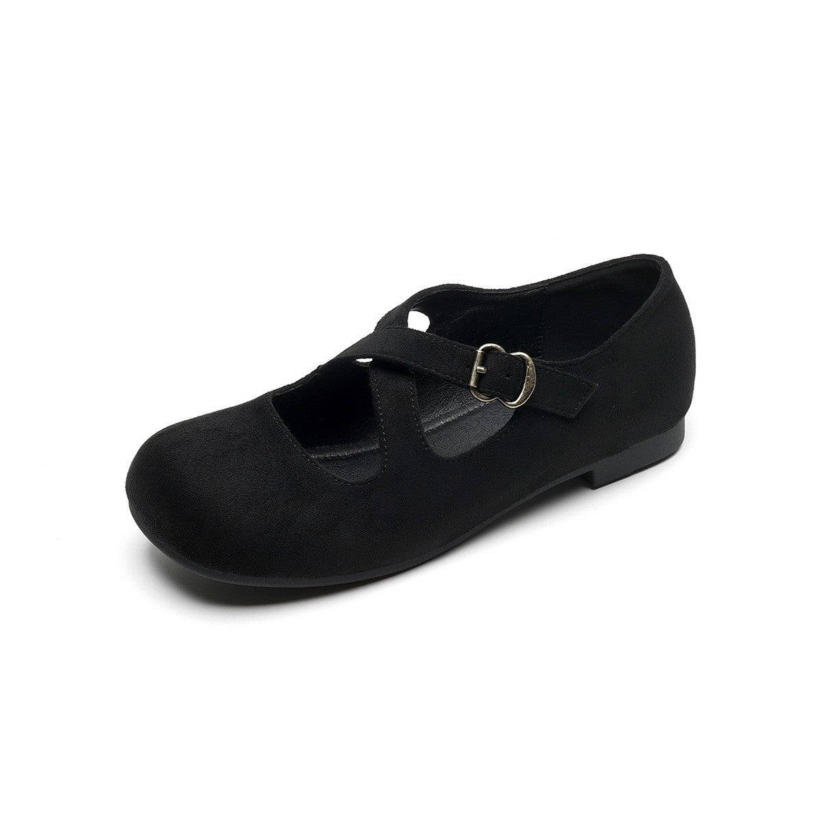 Suede Criss Cross Strap Mary Jane Flats