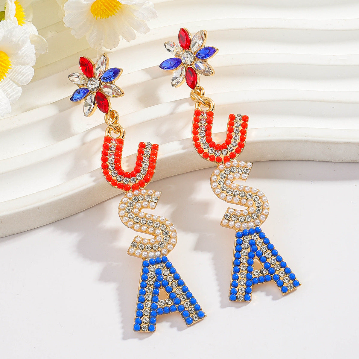 Beaded Flip Flop and Letter Drop Earrings - NO-1
