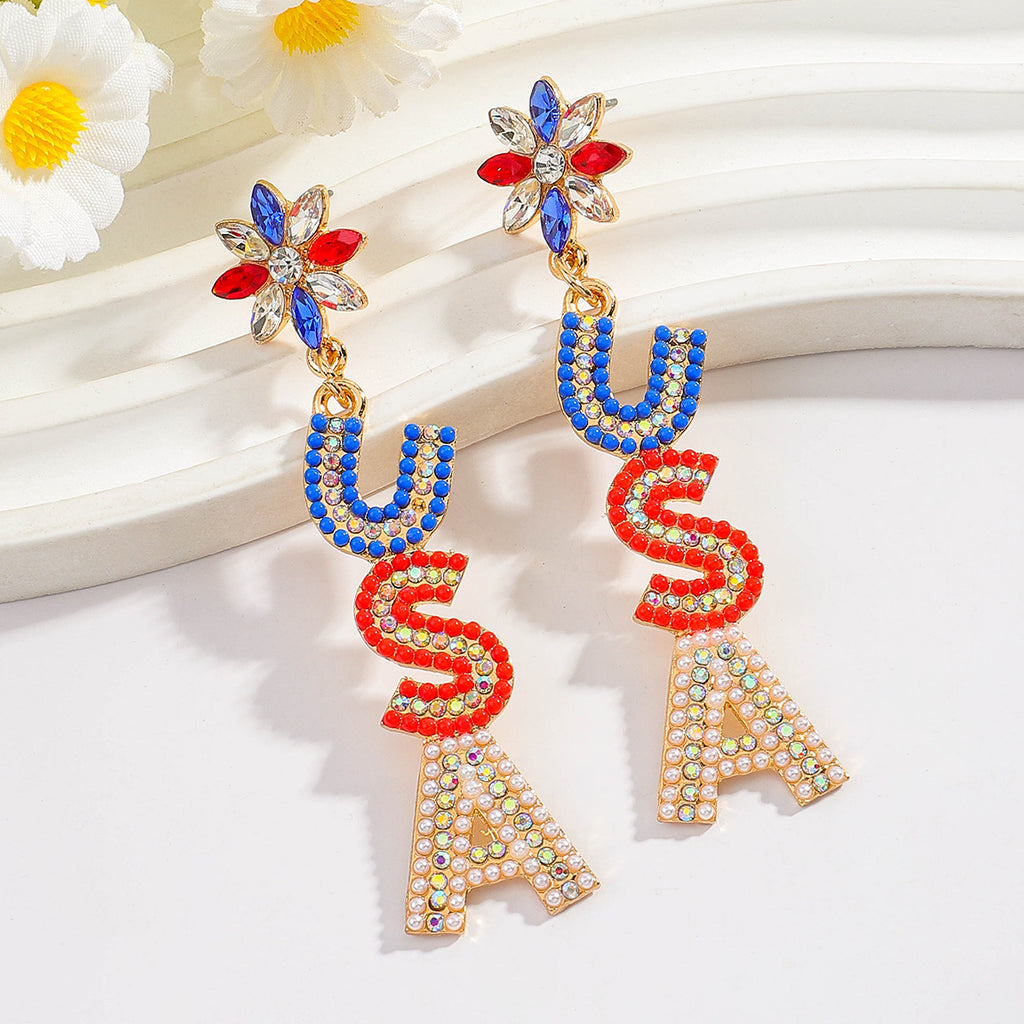 Beaded Flip Flop and Letter Drop Earrings - NO-2