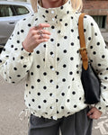 Polka Dot Lightweight Jacket With Drawstring Hem - Apricot