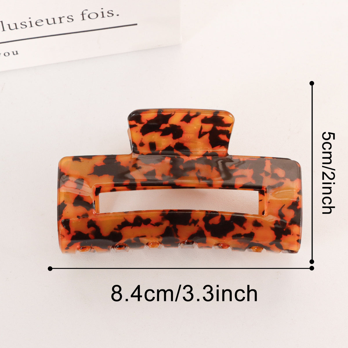 Cutout Rectangle Hair Claw Clip in Two Sizes - Amber