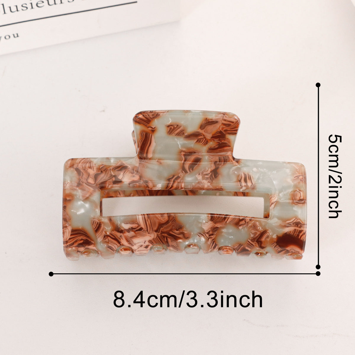Cutout Rectangle Hair Claw Clip in Two Sizes - Coffee