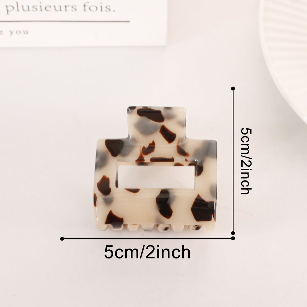 Cutout Rectangle Hair Claw Clip in Two Sizes - Square_Beige - 1