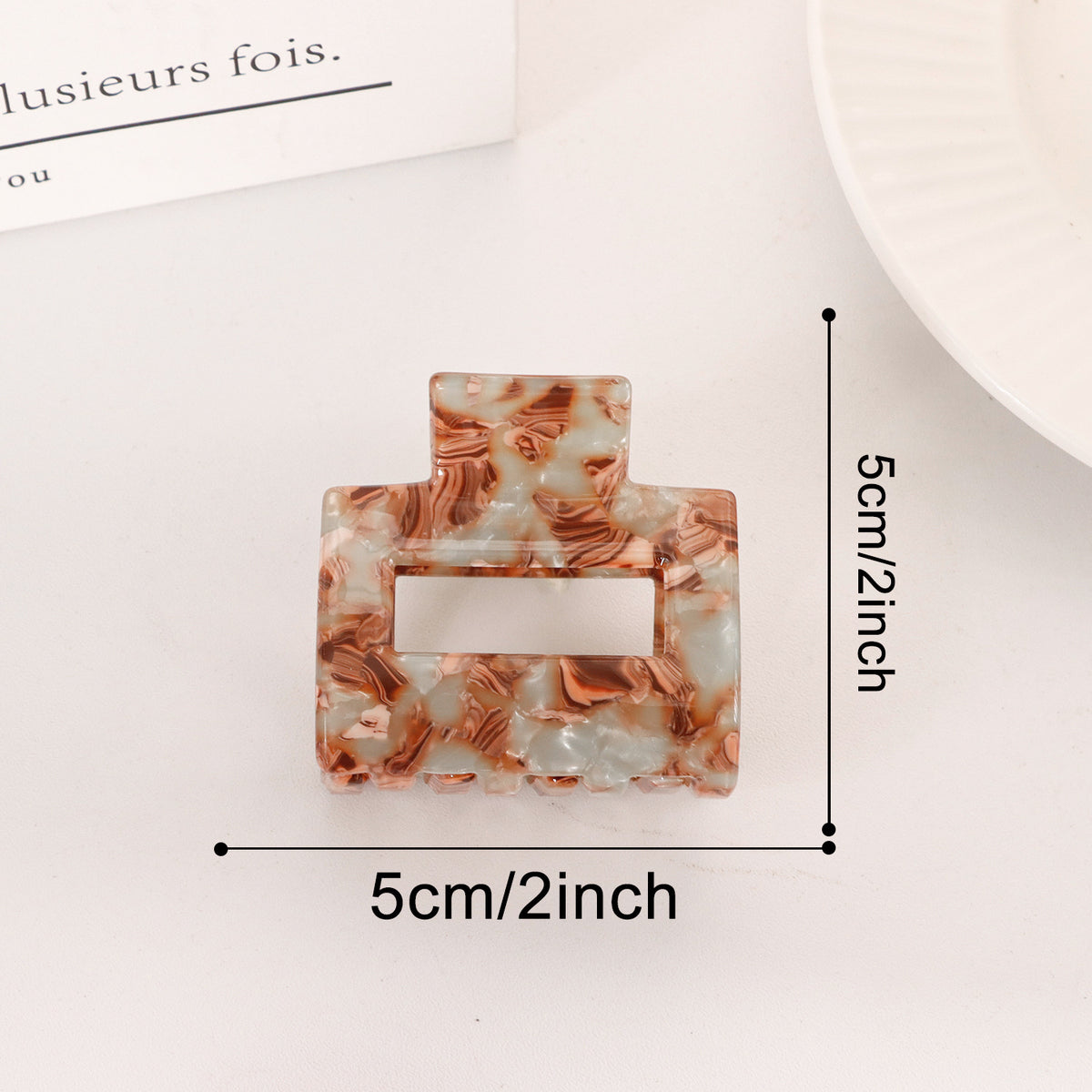 Cutout Rectangle Hair Claw Clip in Two Sizes - Square_Coffee