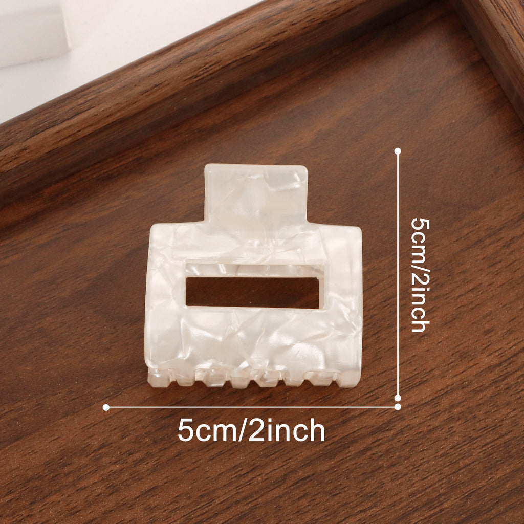 Cutout Rectangle Hair Claw Clip in Two Sizes - Square_White