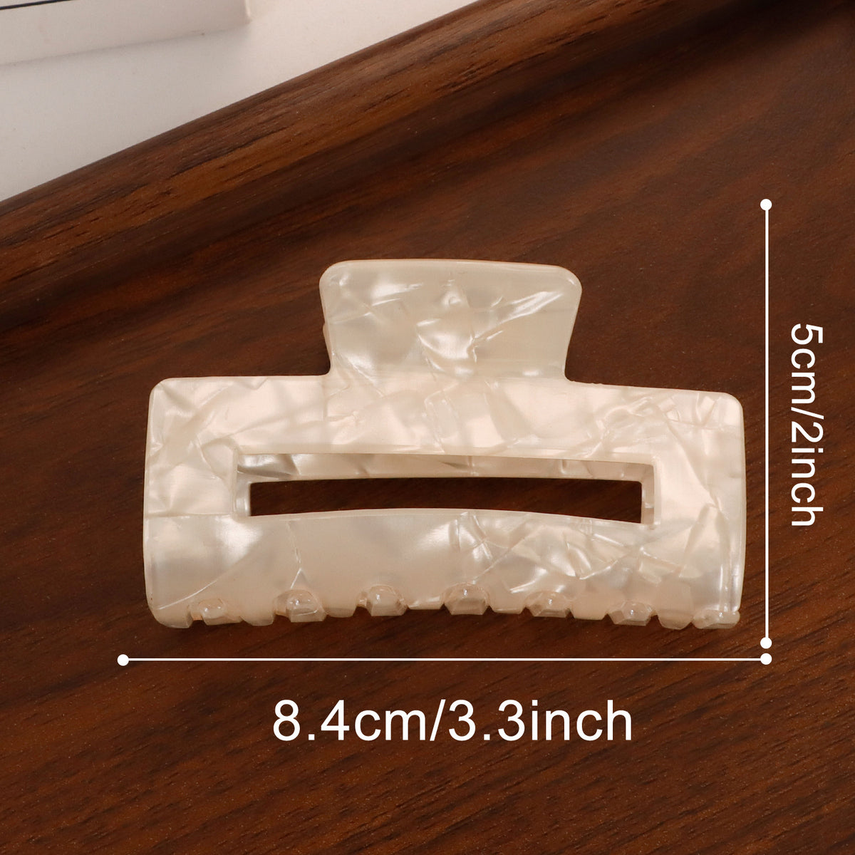 Cutout Rectangle Hair Claw Clip in Two Sizes - White