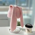 Floppy Rabbit Ear Knit Beanie Playful Winter Hat - Pink