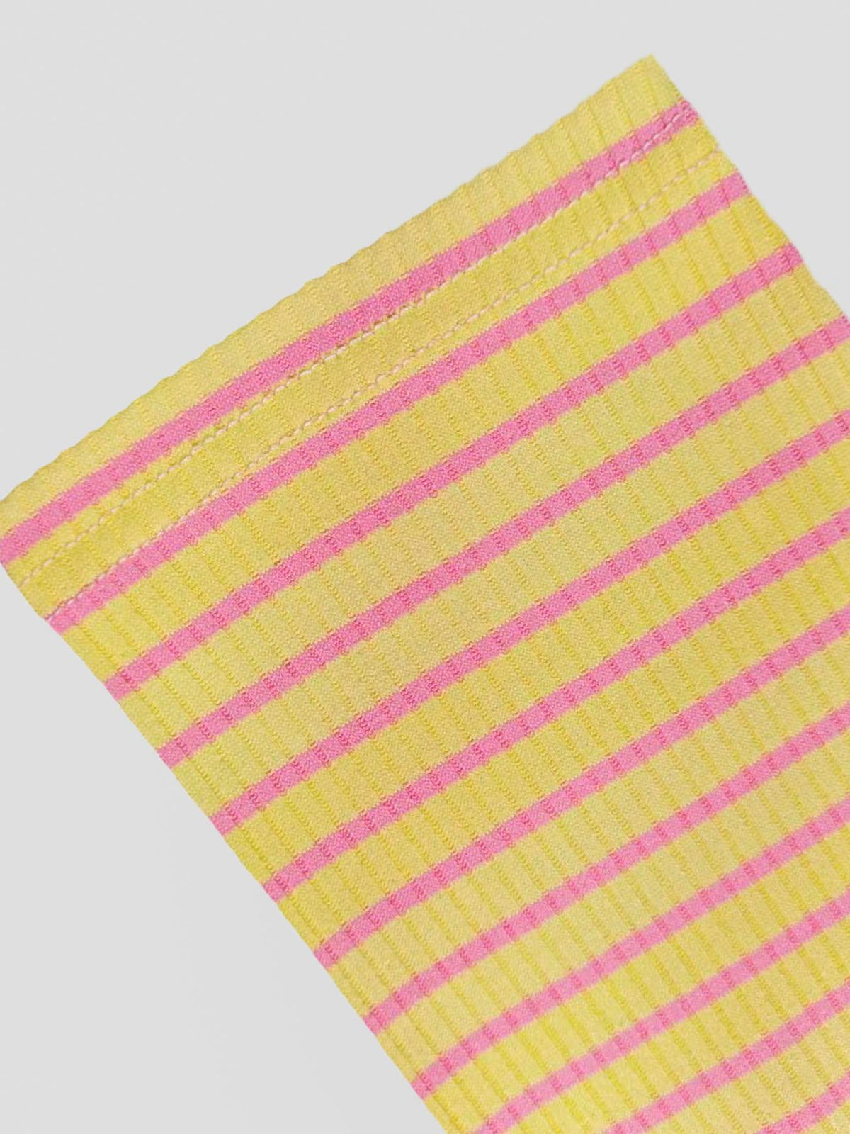 Yellow Striped Ribbed Open Back Boxy Long Sleeve Tee - Yellow - 7