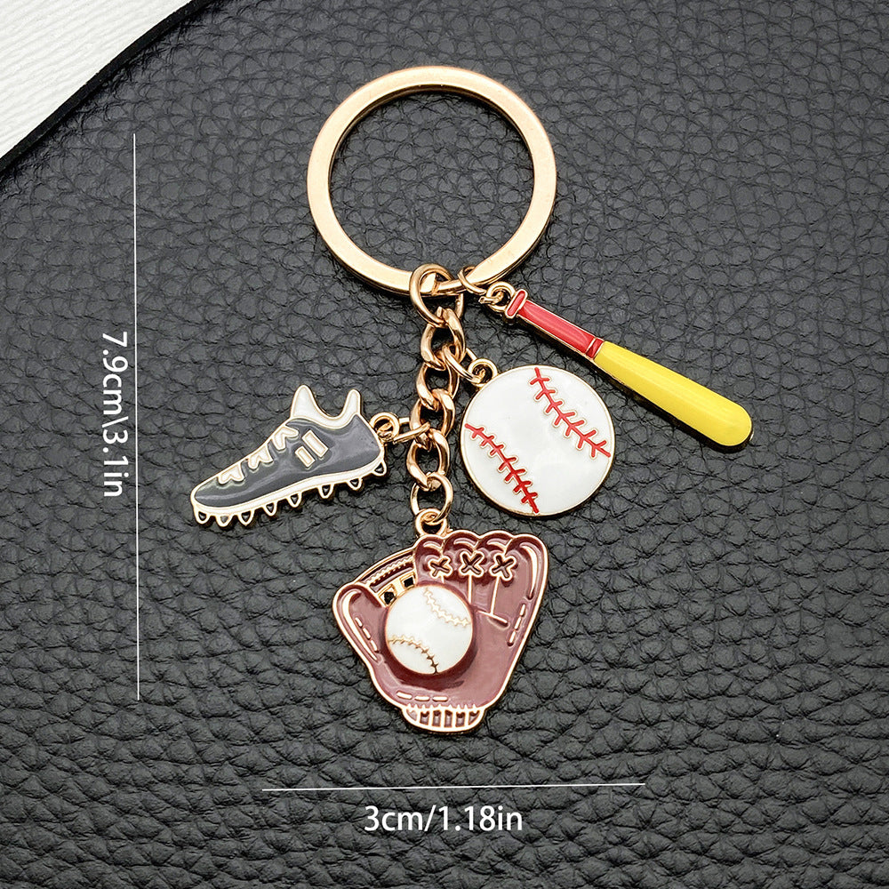 Baseball Glove Bat Charm Keychain - Color_1