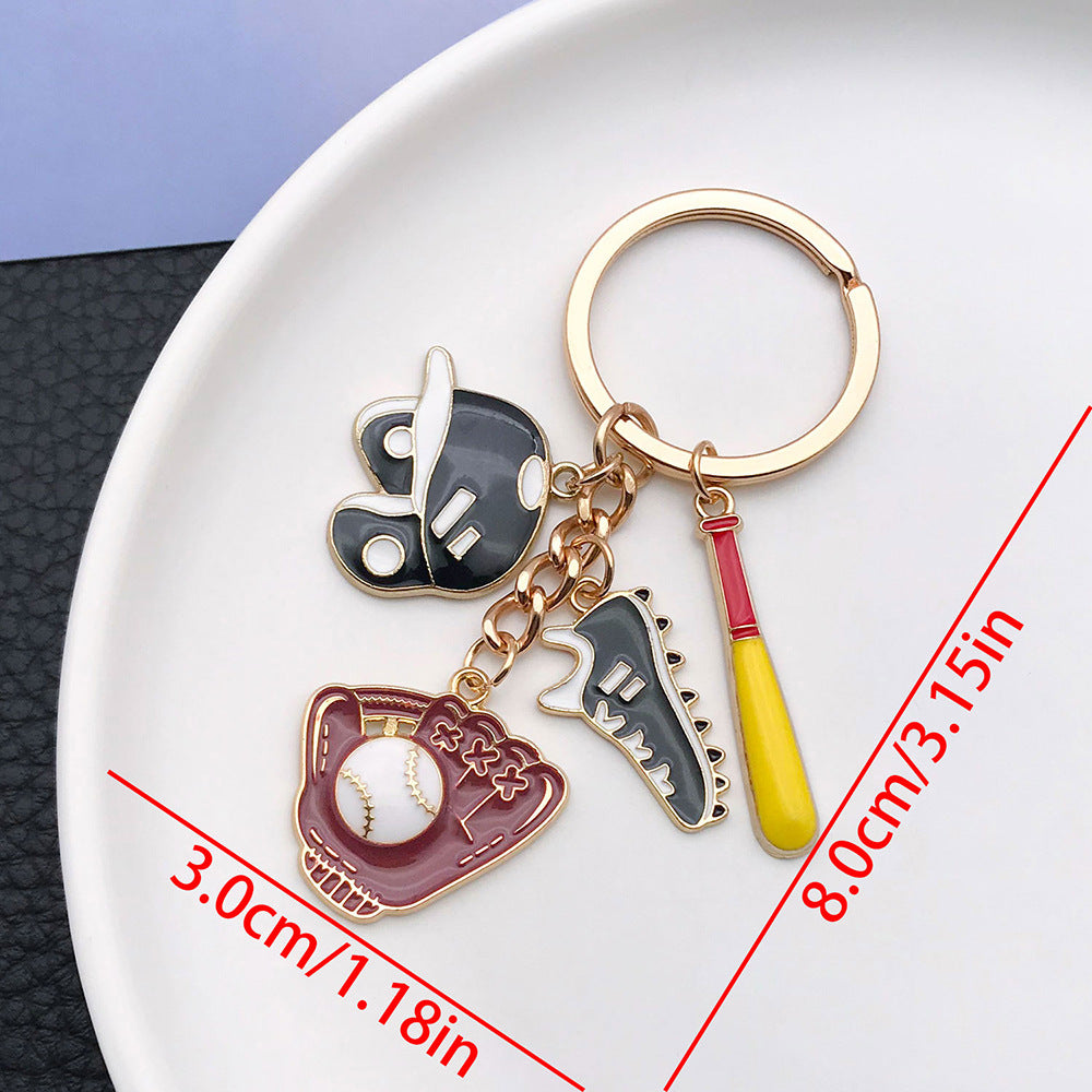 Baseball Glove Bat Charm Keychain - Color_3