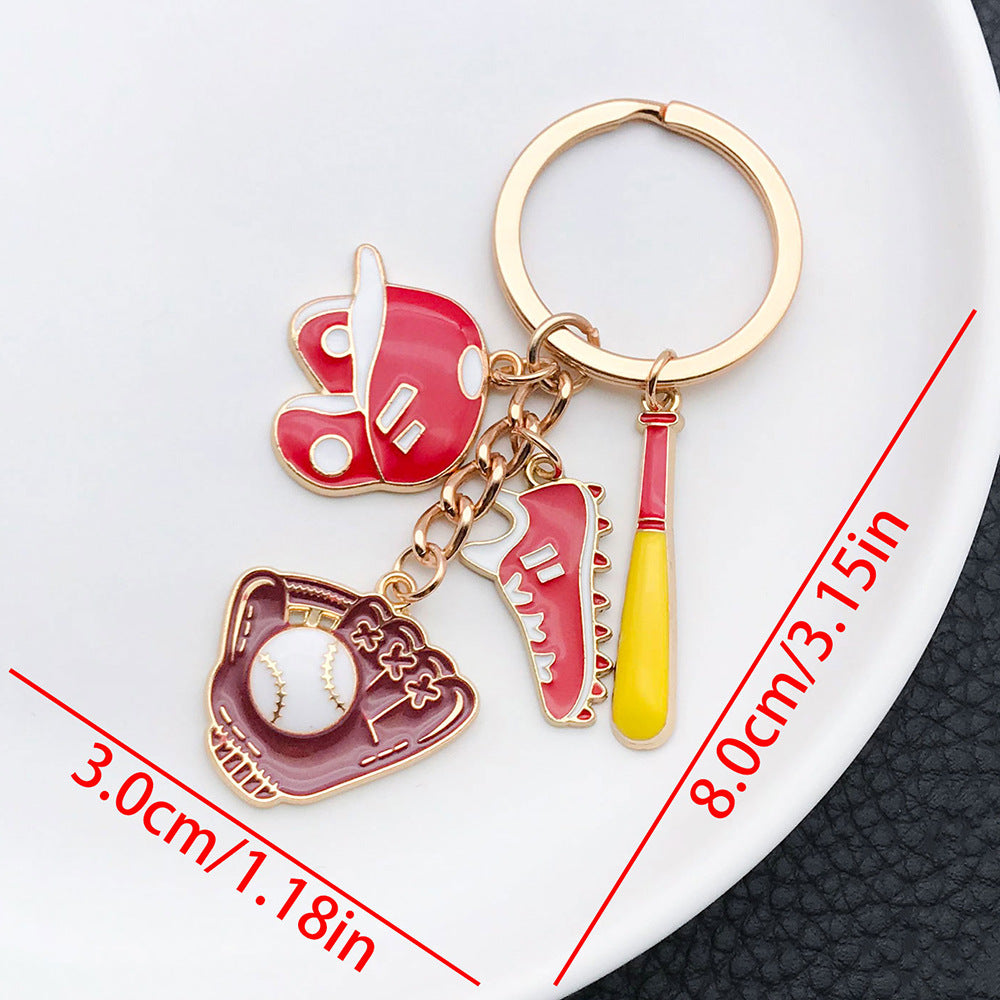 Baseball Glove Bat Charm Keychain - Color_4