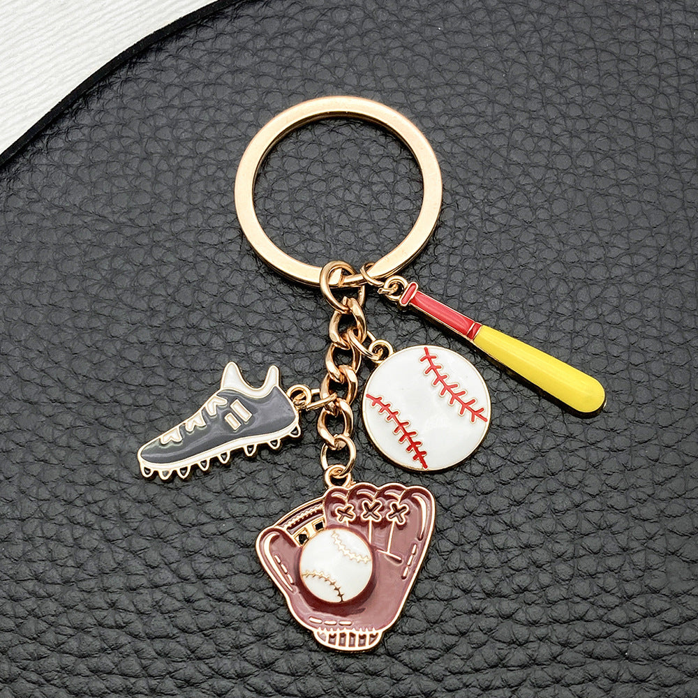 Baseball Glove Bat Charm Keychain