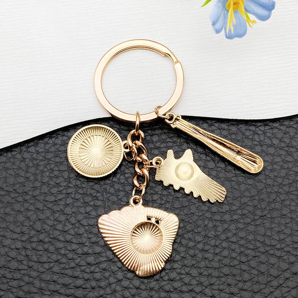 Baseball Glove Bat Charm Keychain - view 1