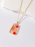 Pressed Flower Rectangle Resin Pendant Necklace - Color_05