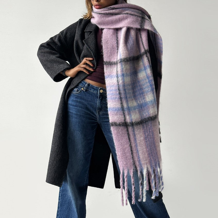 Oversized Blanket Scarf With Tassel Ends - view 1