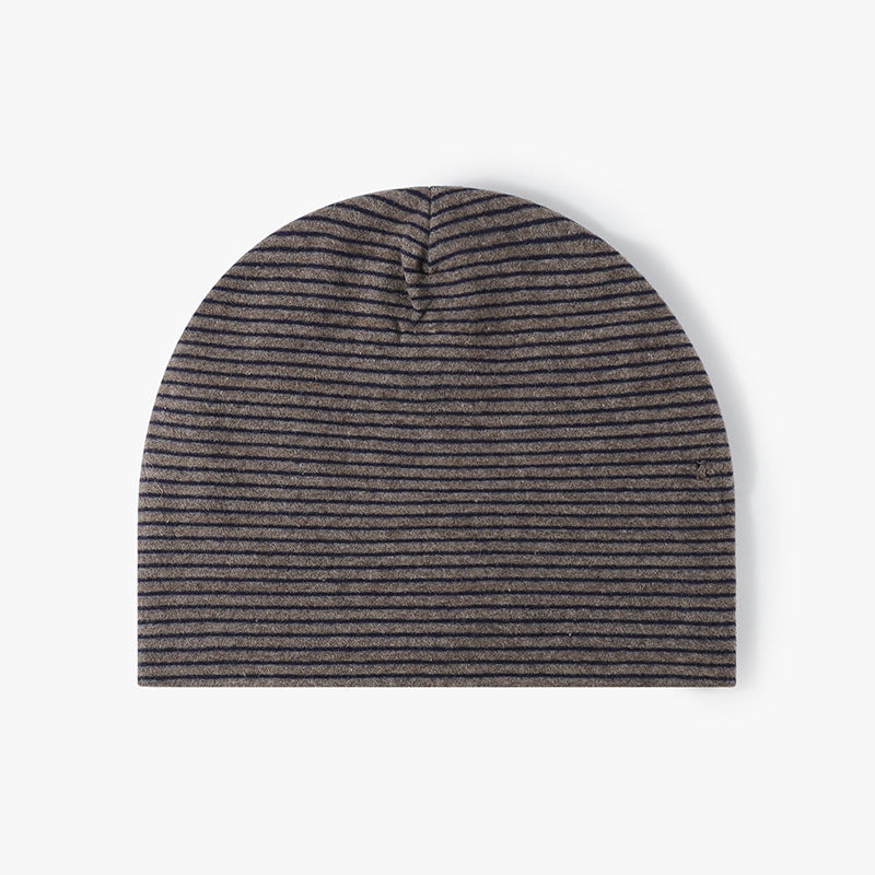 Fine Stripe Fleece Lined Slouch Beanie - Coffee