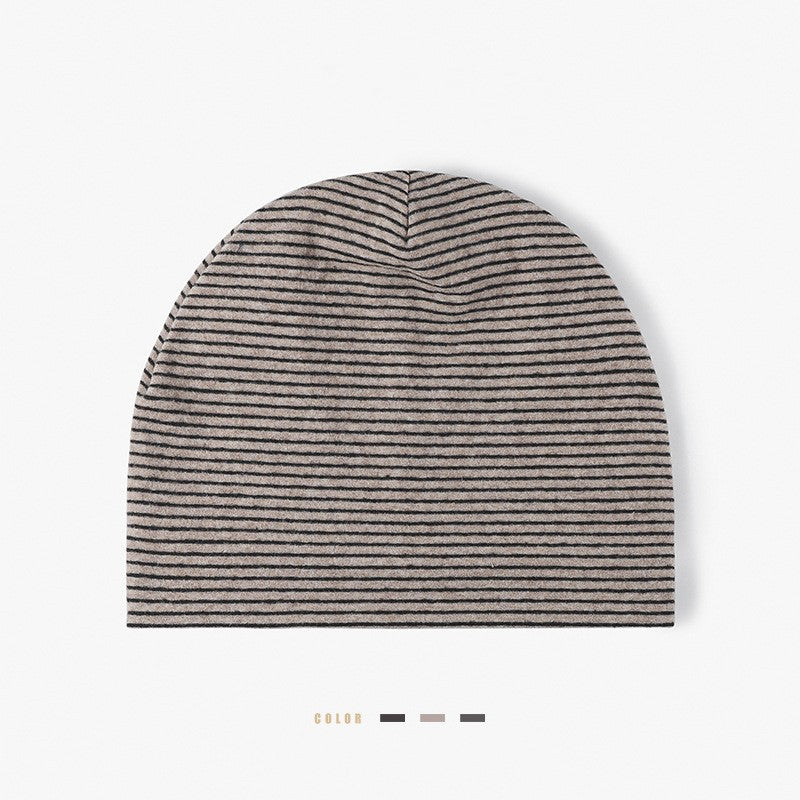 Fine Stripe Fleece Lined Slouch Beanie