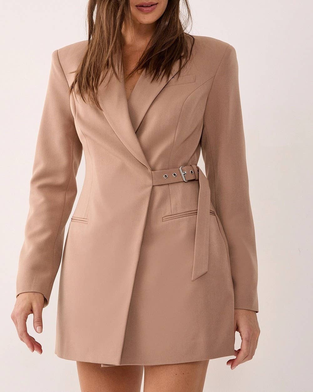 Belted Lapel Blazer Mini Dress