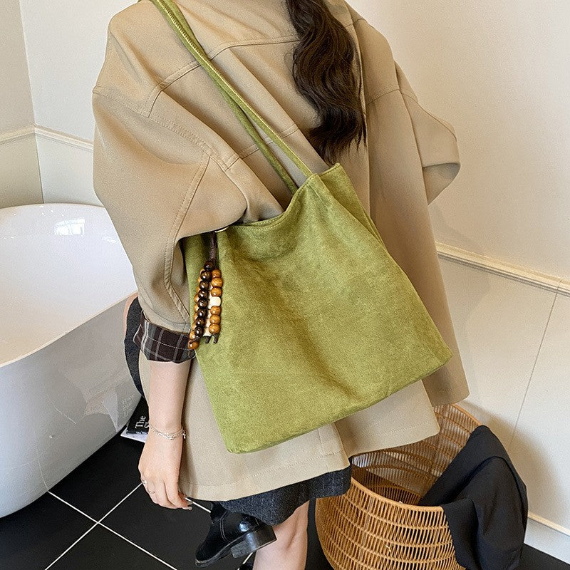 Slouchy Faux Suede Shoulder Tote Bag