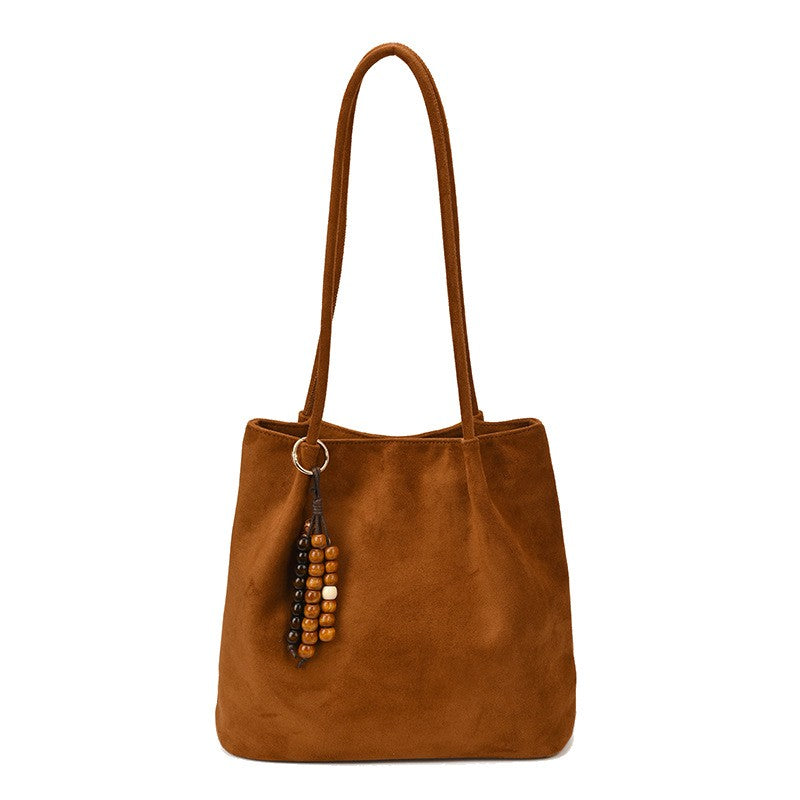 Slouchy Faux Suede Shoulder Tote Bag