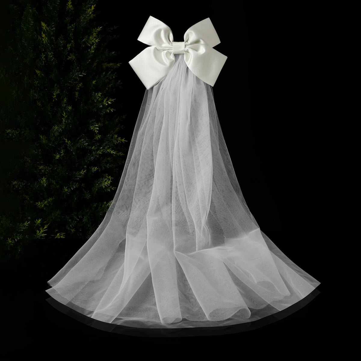 Tulle Bow Hair Clip With Long Streamers - 11White