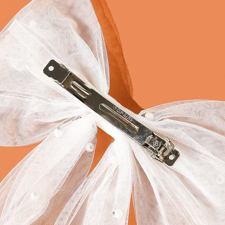 Tulle Bow Hair Clip With Long Streamers