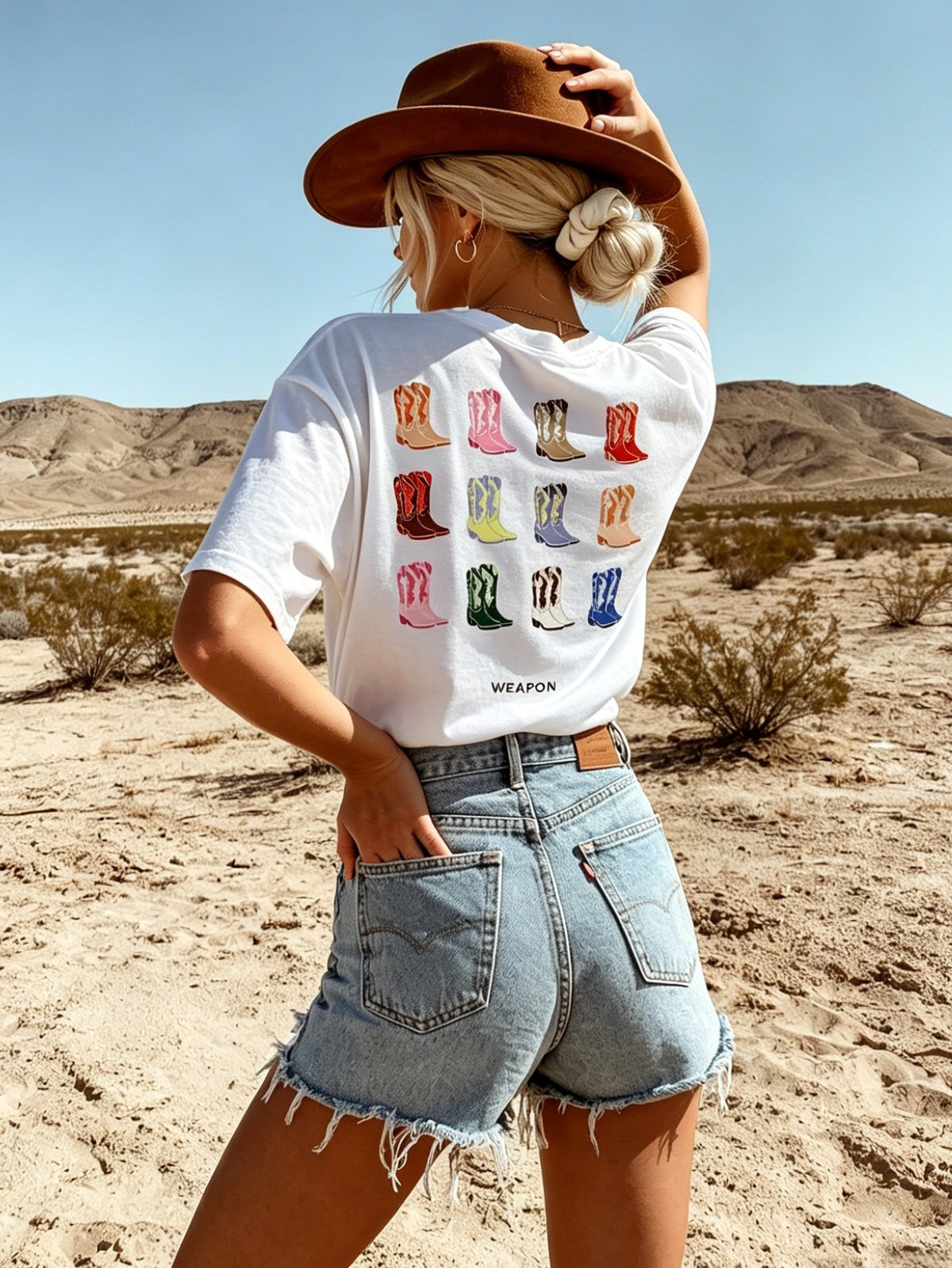 Rodeo Boots Back Print Relaxed Tee - White - 1