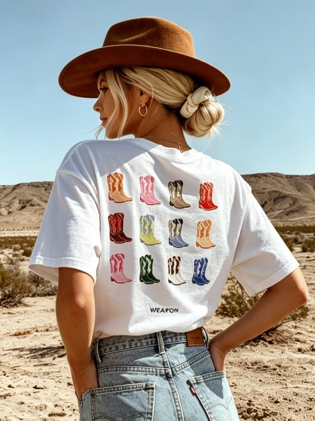 Rodeo Boots Back Print Relaxed Tee - White - 2
