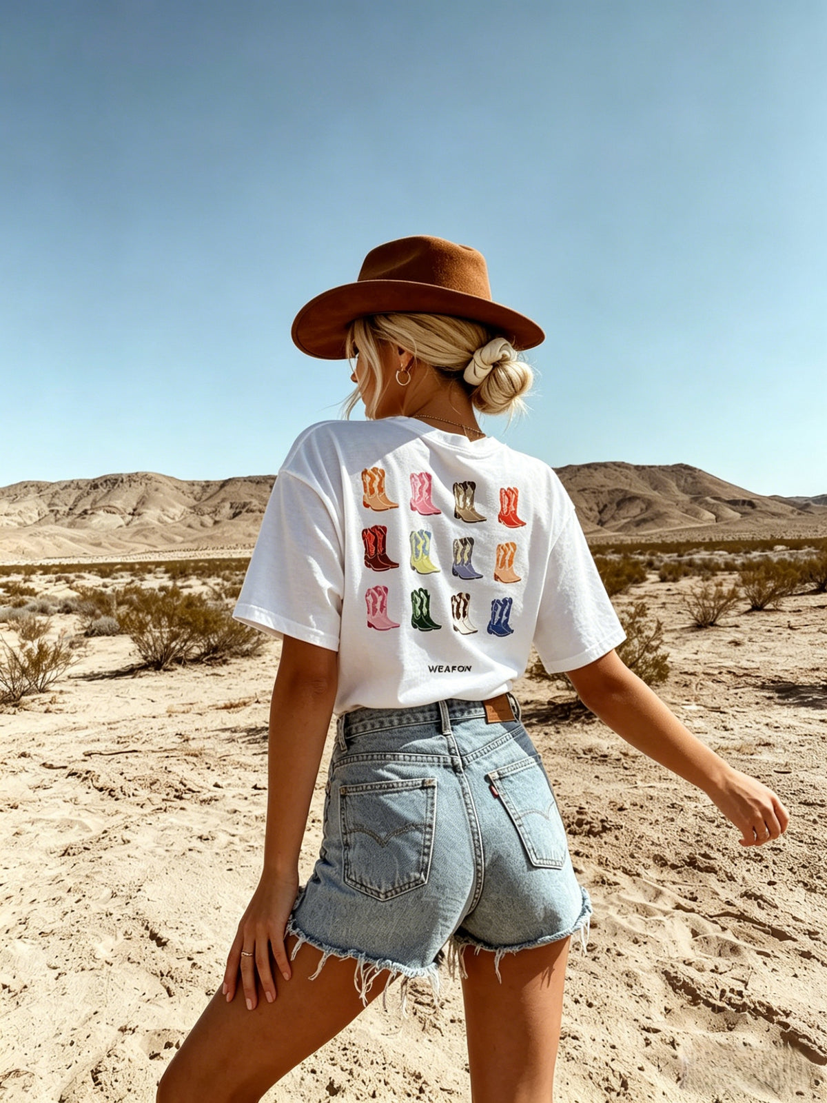 Rodeo Boots Back Print Relaxed Tee - White - 6